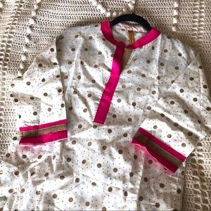 NWOT Cenizas Kurti Tunic, pink and gold accents